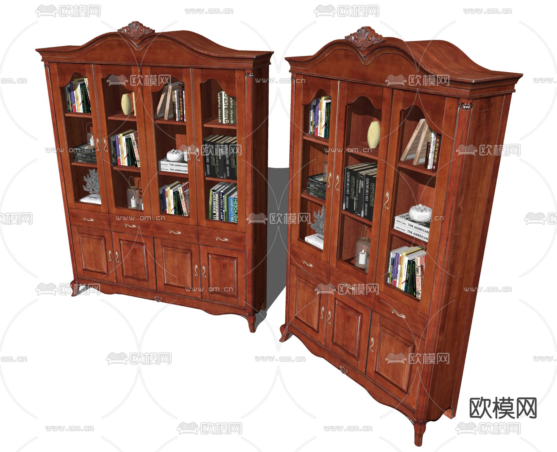 现代实木书柜su模型下载（渲染图3）