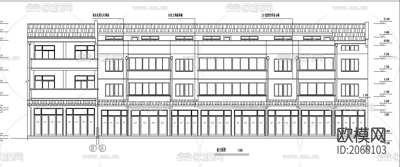 沿街商住楼CAD施工图下载（渲染图6）