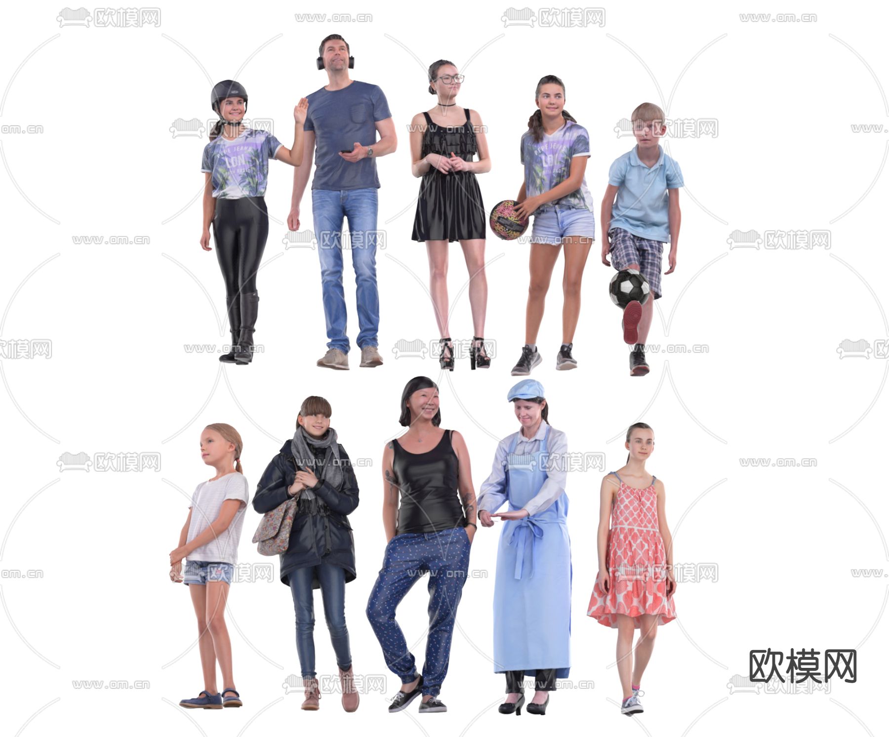 欧式青年人群3d模型下载