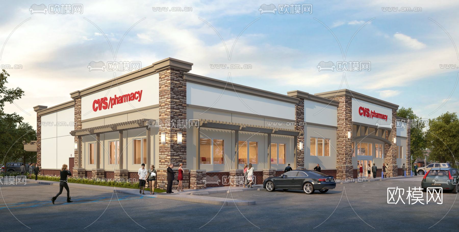 美式商场建筑外观3d模型下载