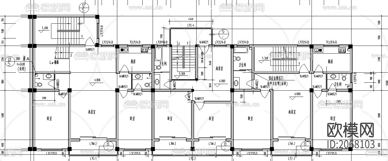 沿街商住楼CAD施工图下载（渲染图2）