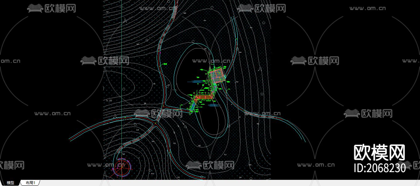 怡心池放大节点CAD平面下载（渲染图1）