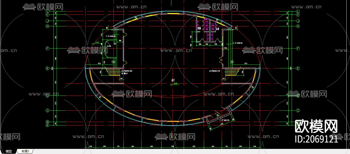 陶罐建筑CAD施工图下载（渲染图2）