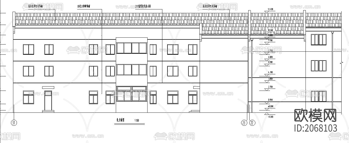 沿街商住楼CAD施工图下载（渲染图4）