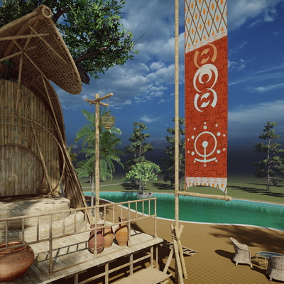  现代树屋木屋鸟巢民宿酒店su模型 