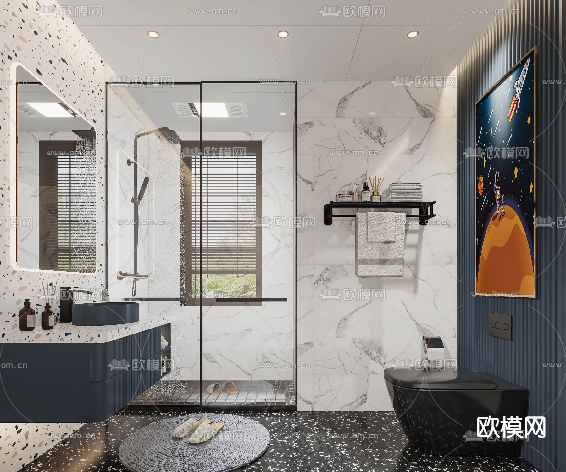 现代轻奢卫生间3d模型下载