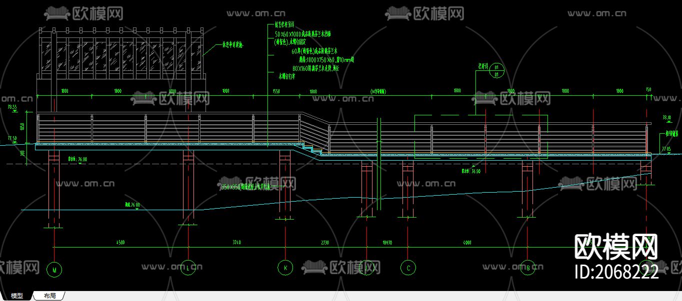 坐登树池矮墙CAD平面图下载（渲染图3）