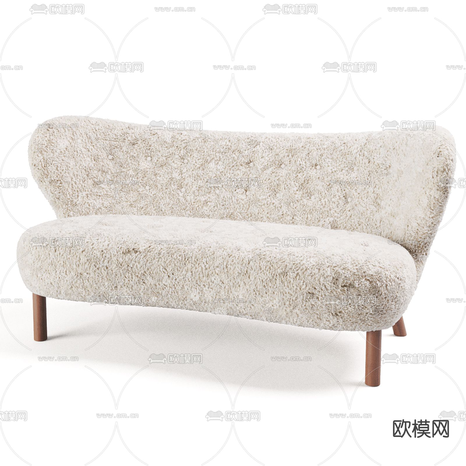 侘寂风布艺双人沙发3d模型下载（渲染图3）