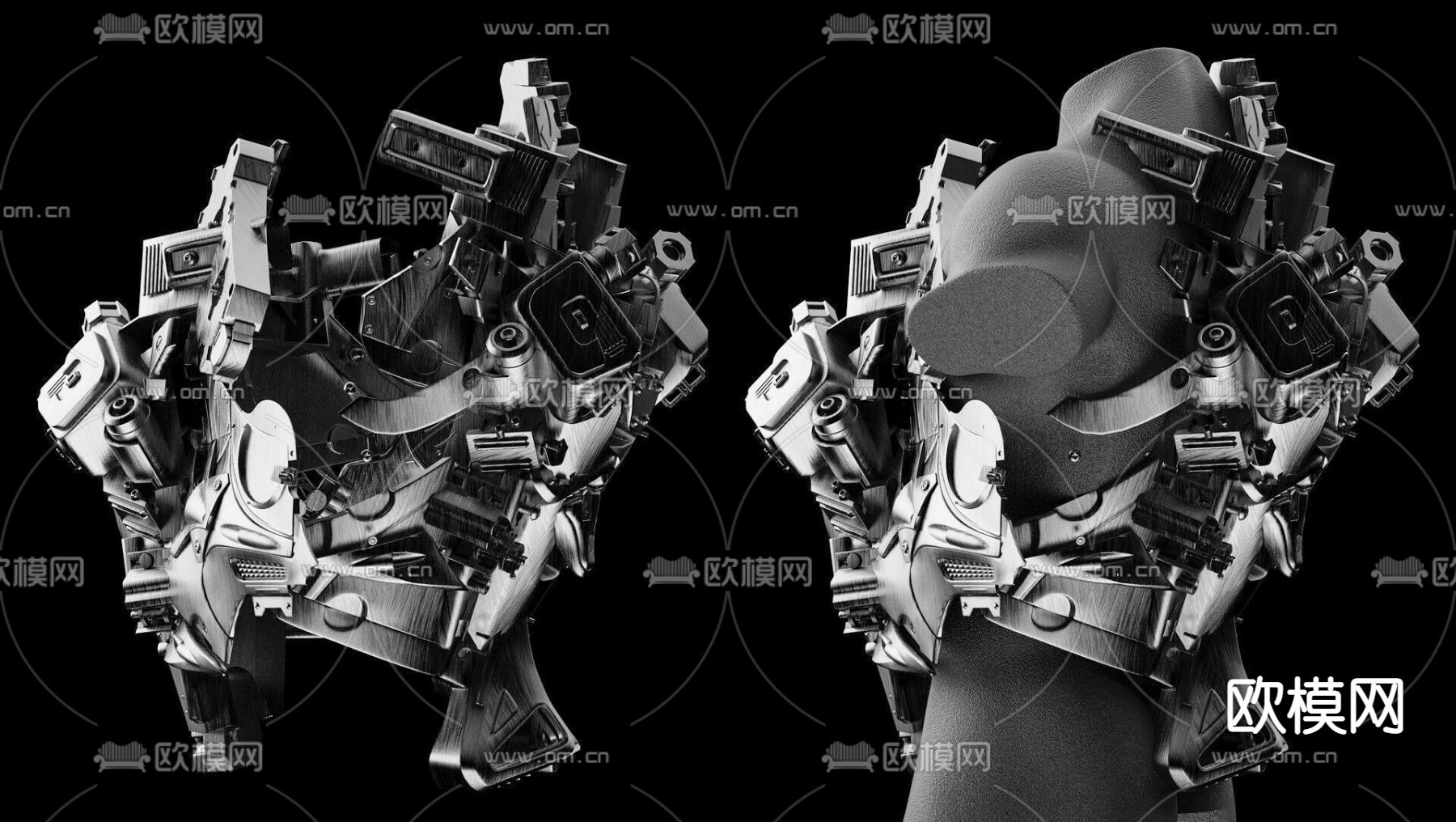 现代机械装甲su模型下载（渲染图2）