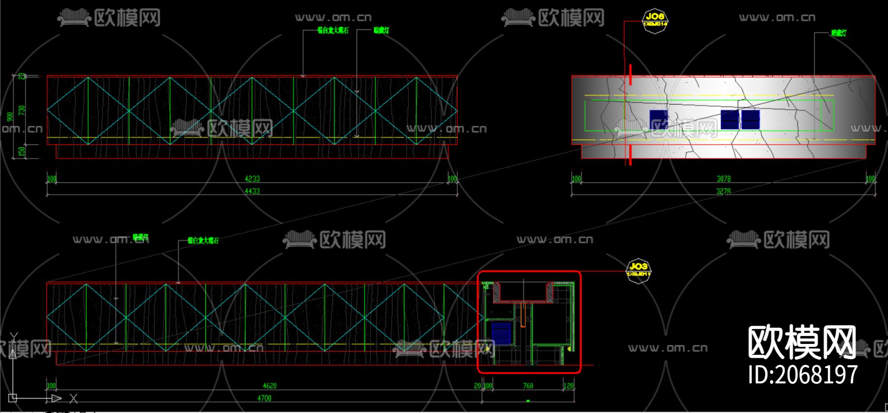 厨房岛柜施工CAD图下载（渲染图7）