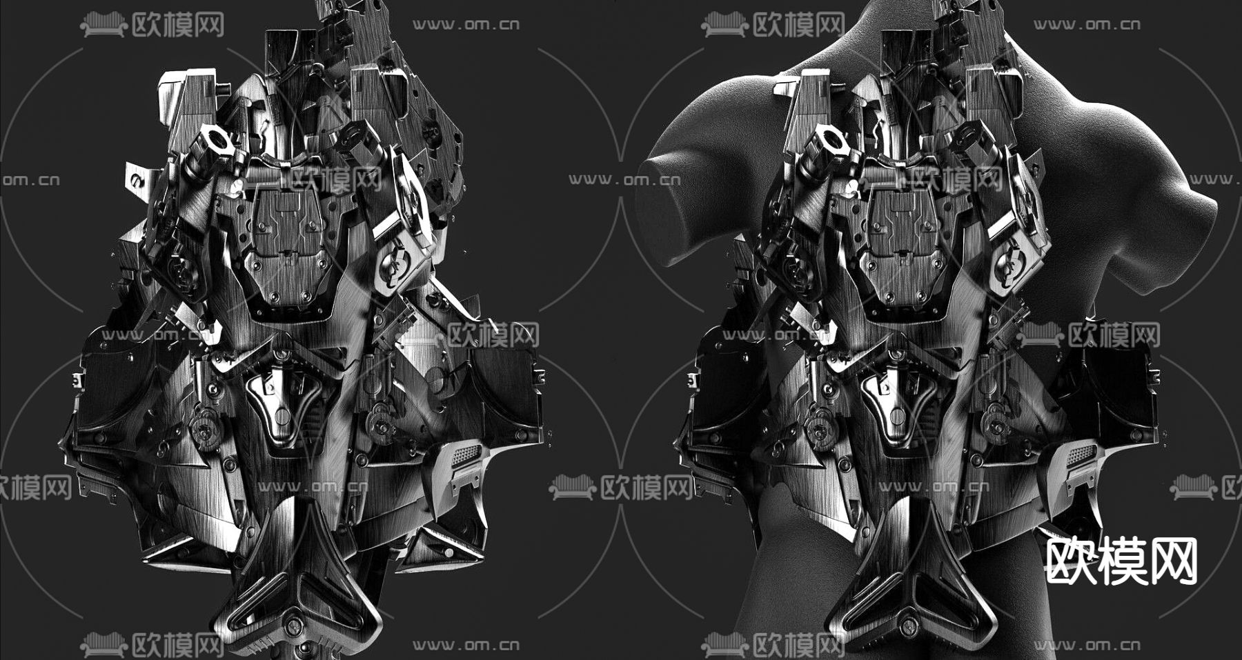 现代机械装甲su模型下载（渲染图1）