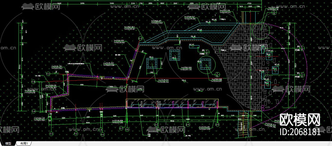 公园斗云锋CAD施工详图下载（渲染图3）