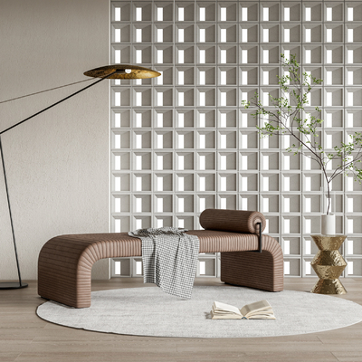 现代长凳床尾凳su模型