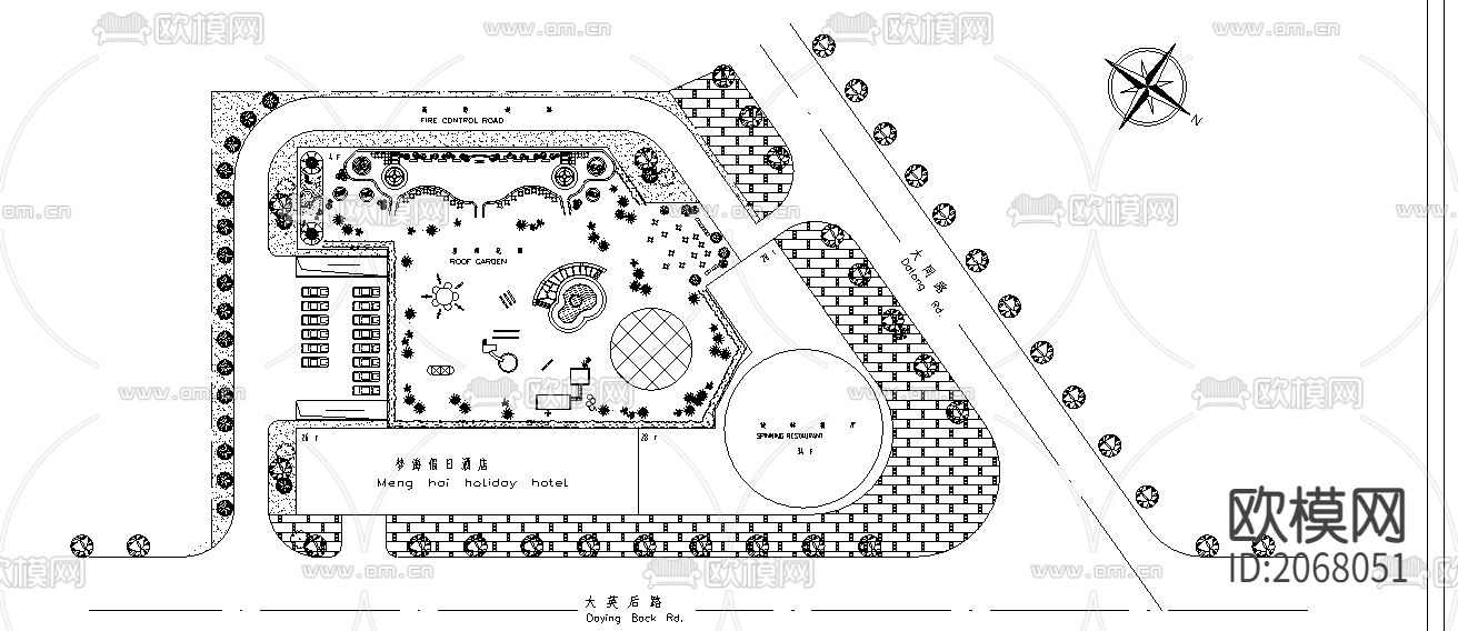 梦海假日酒店CAD平面图下载（渲染图1）
