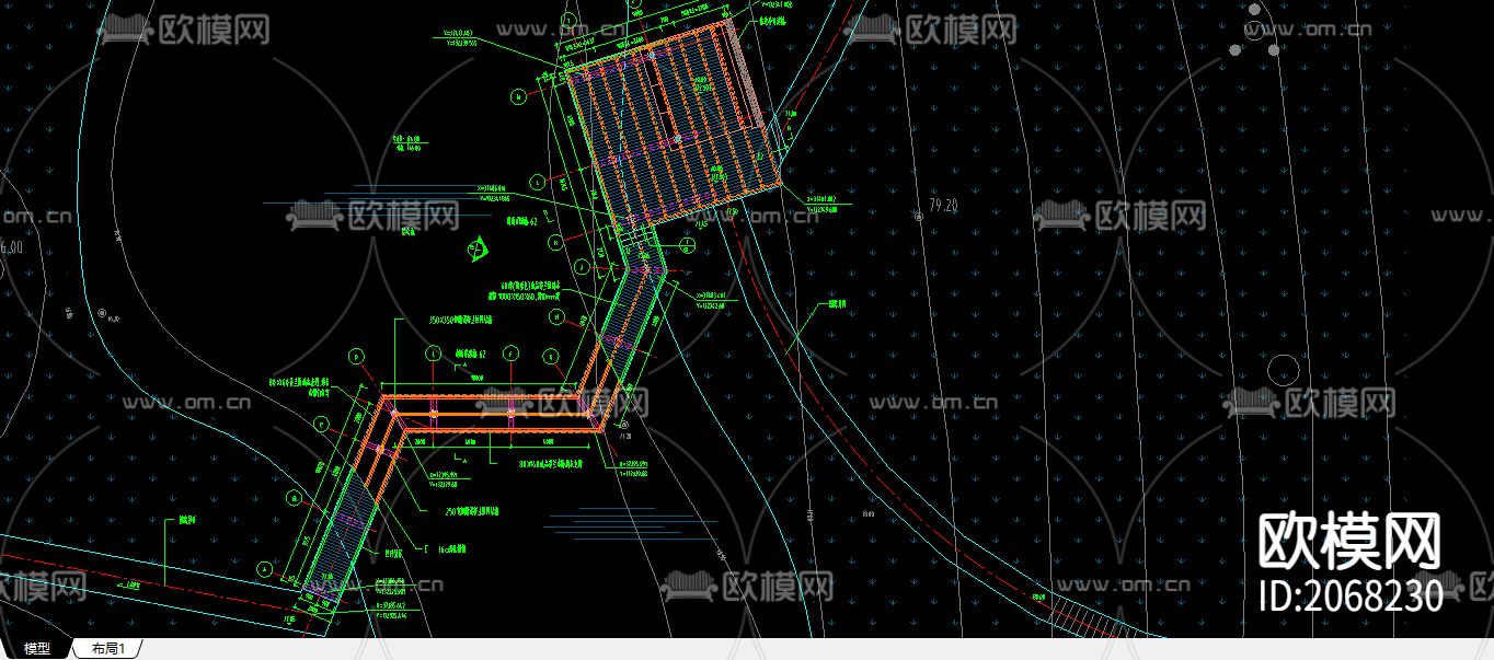 怡心池放大节点CAD平面下载（渲染图2）