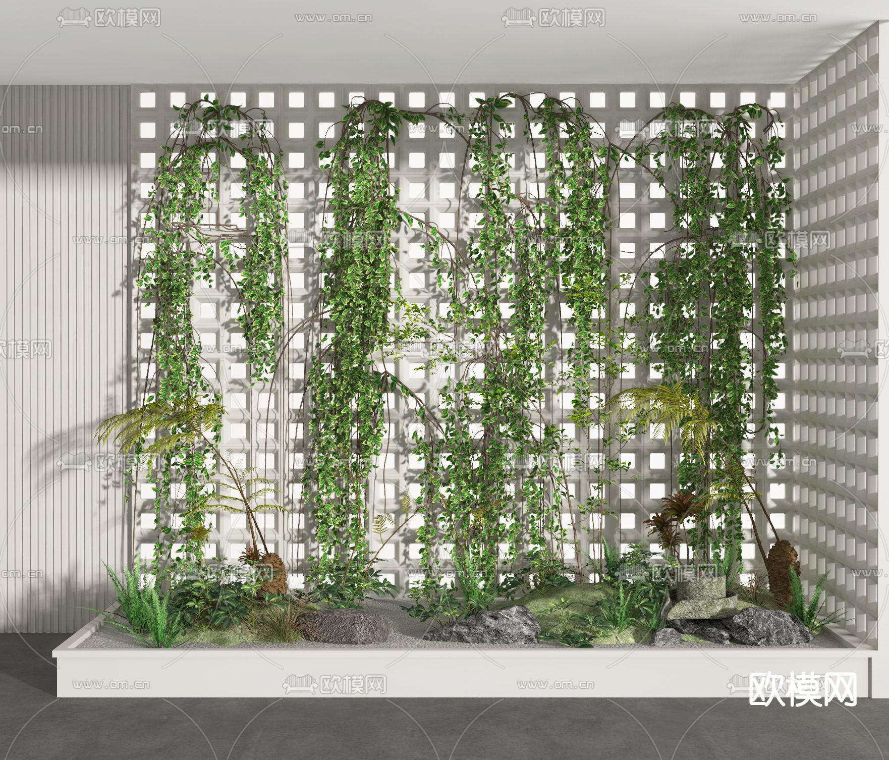 现代植物景观藤蔓爬藤园艺小景3d模型下载