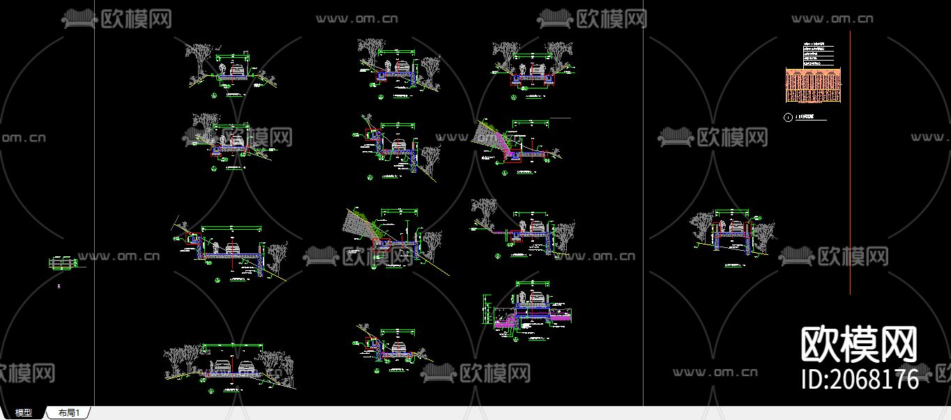 道路典型横断面CAD施工图下载（渲染图2）