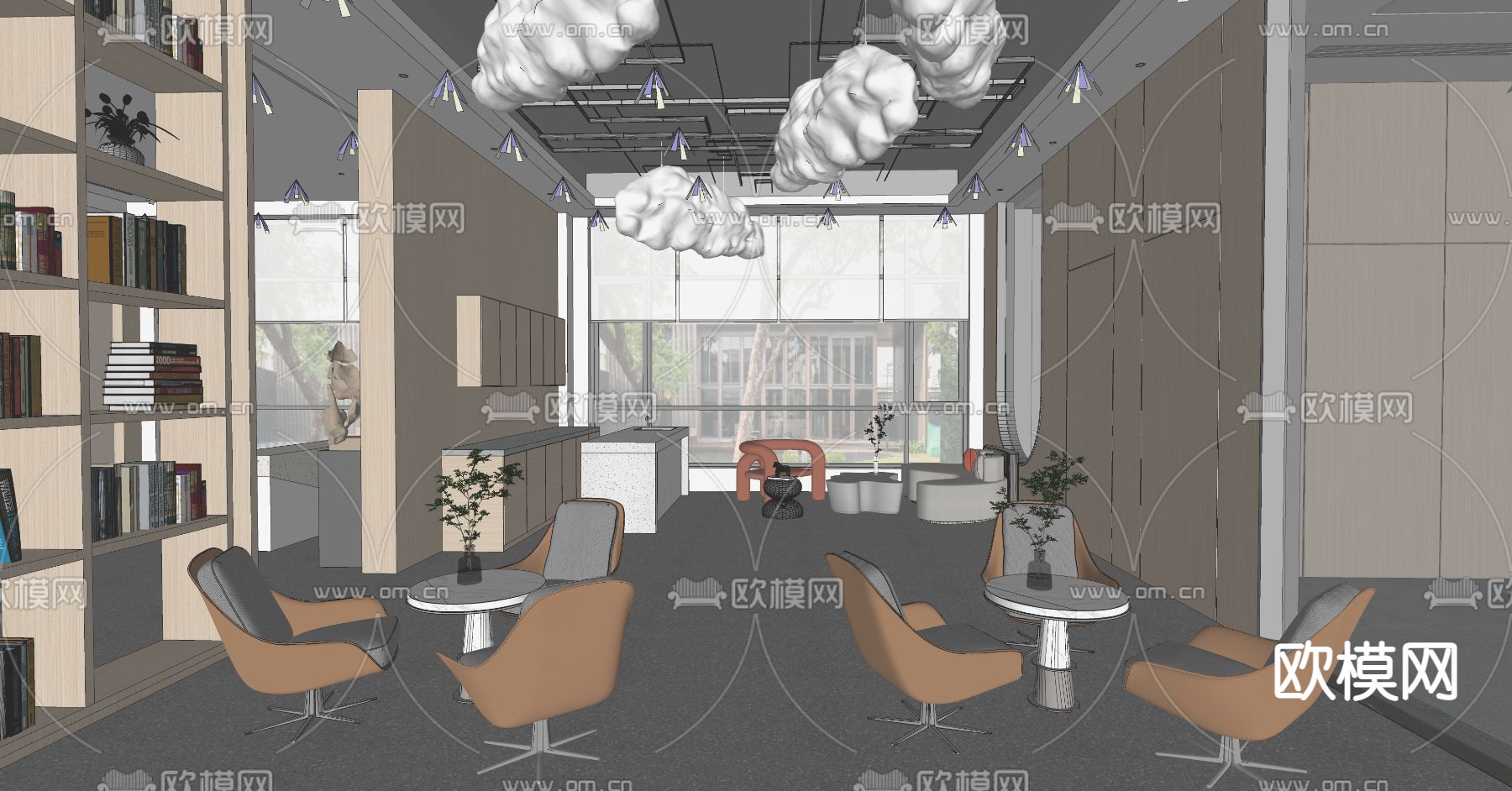 现代培训机构洽谈区su模型下载（渲染图4）