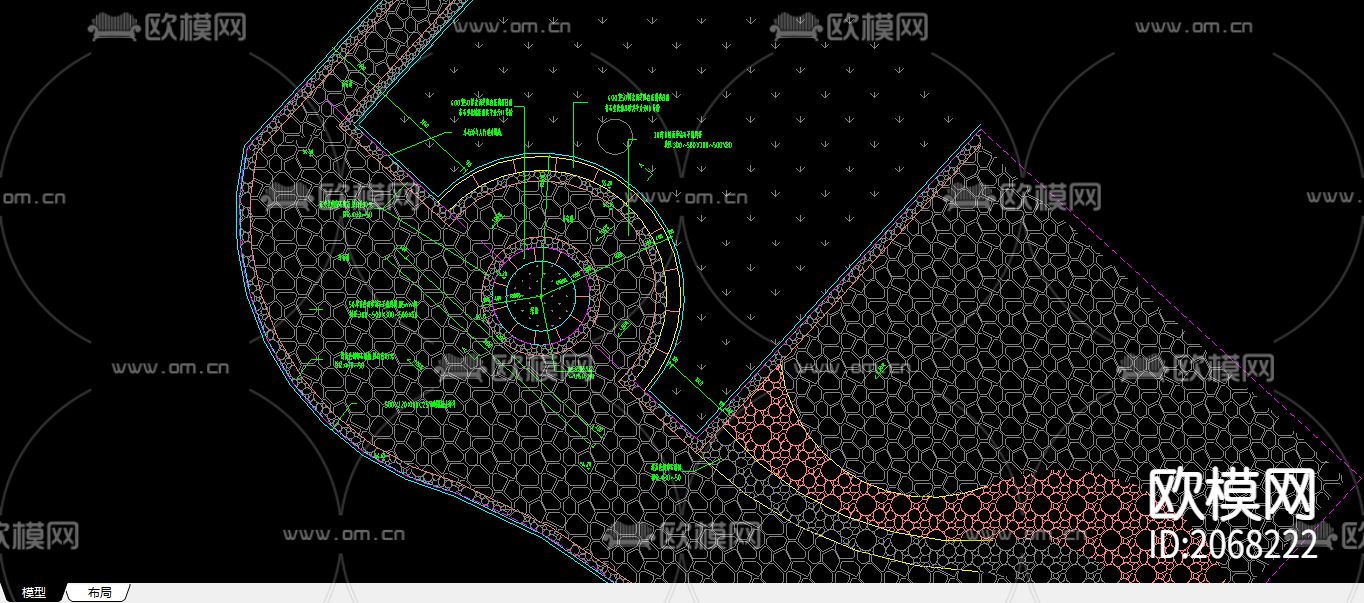 坐登树池矮墙CAD平面图下载（渲染图2）