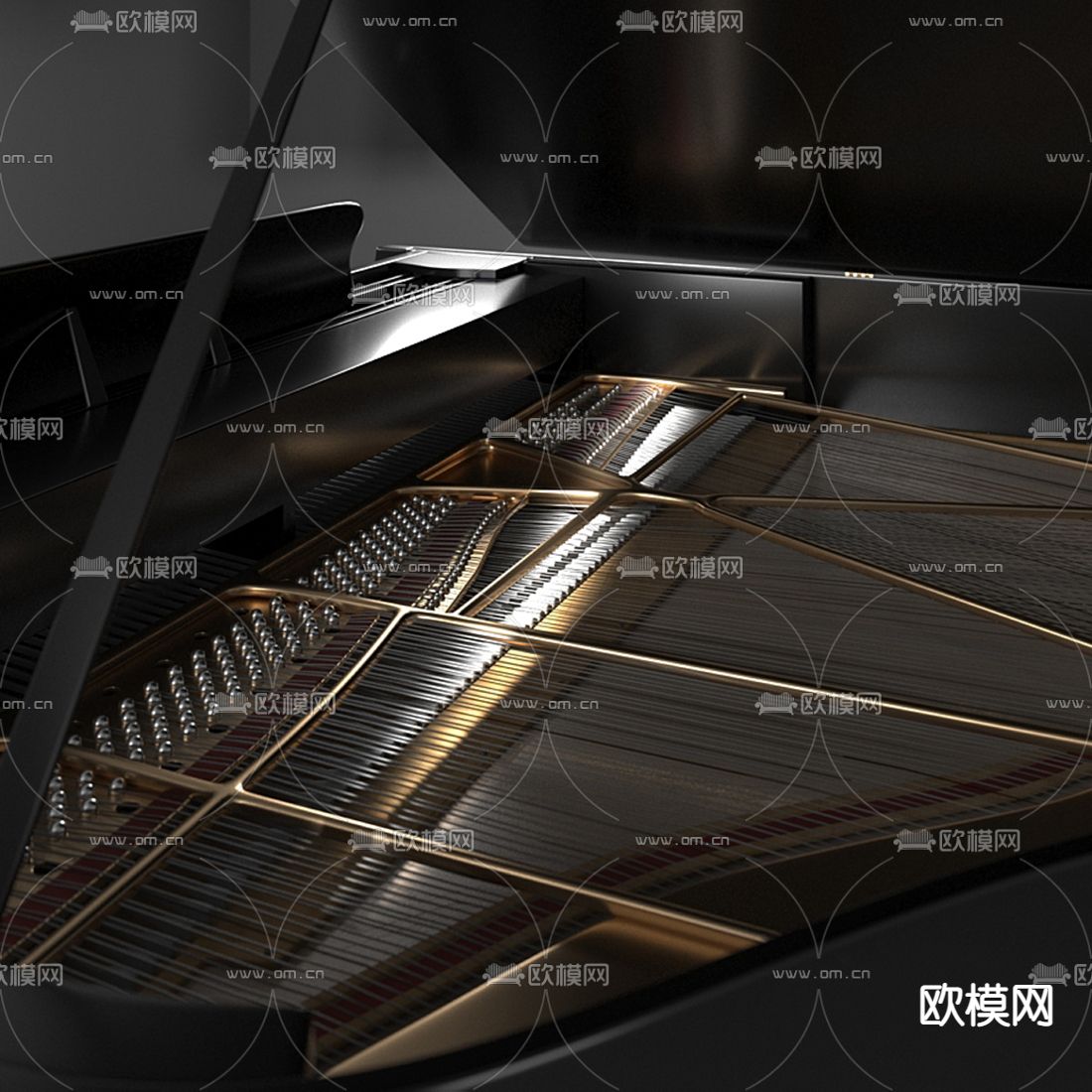 现代钢琴3d模型下载（渲染图2）