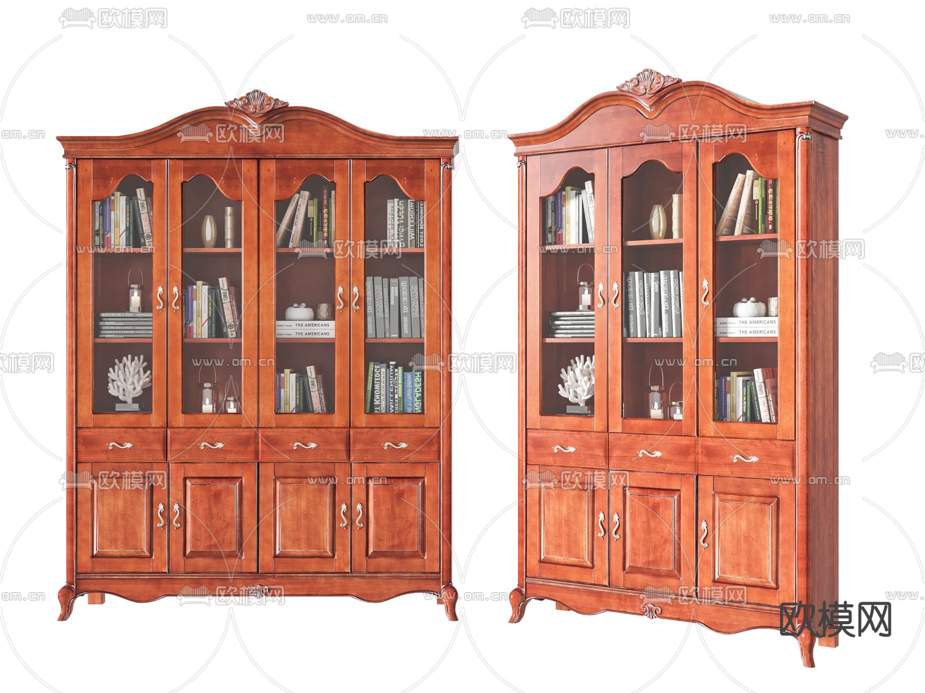 现代实木书柜su模型下载（渲染图1）