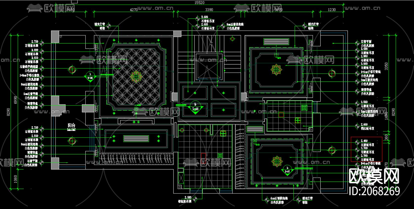 家装别墅CAD施工图-免费3dmax模型库-欧模网