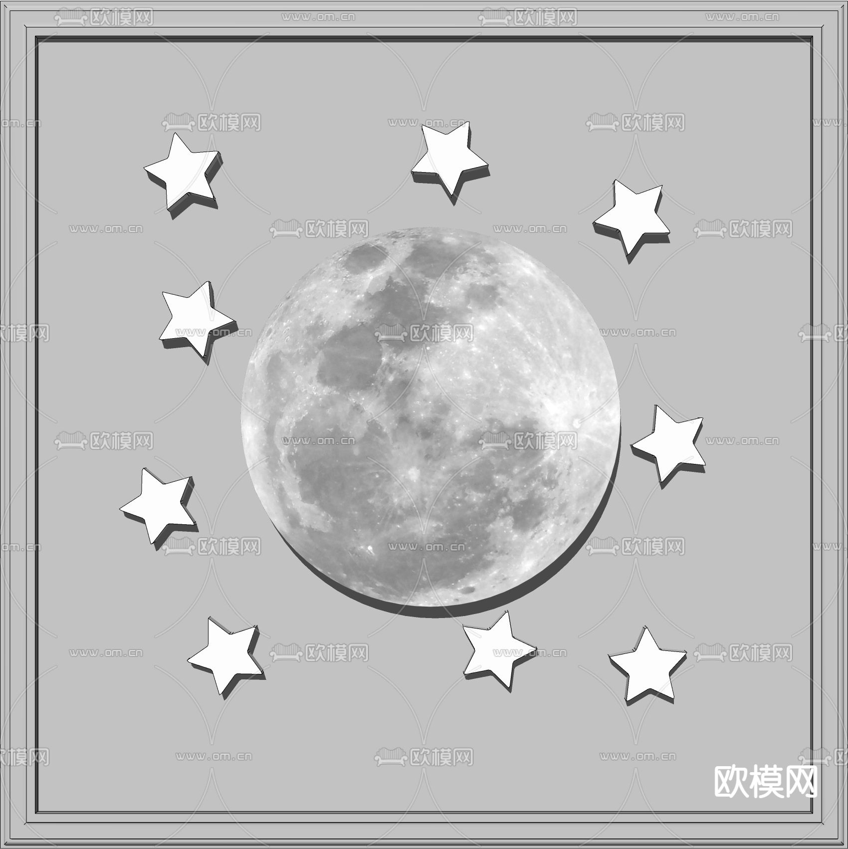 现代儿童星球壁灯su模型