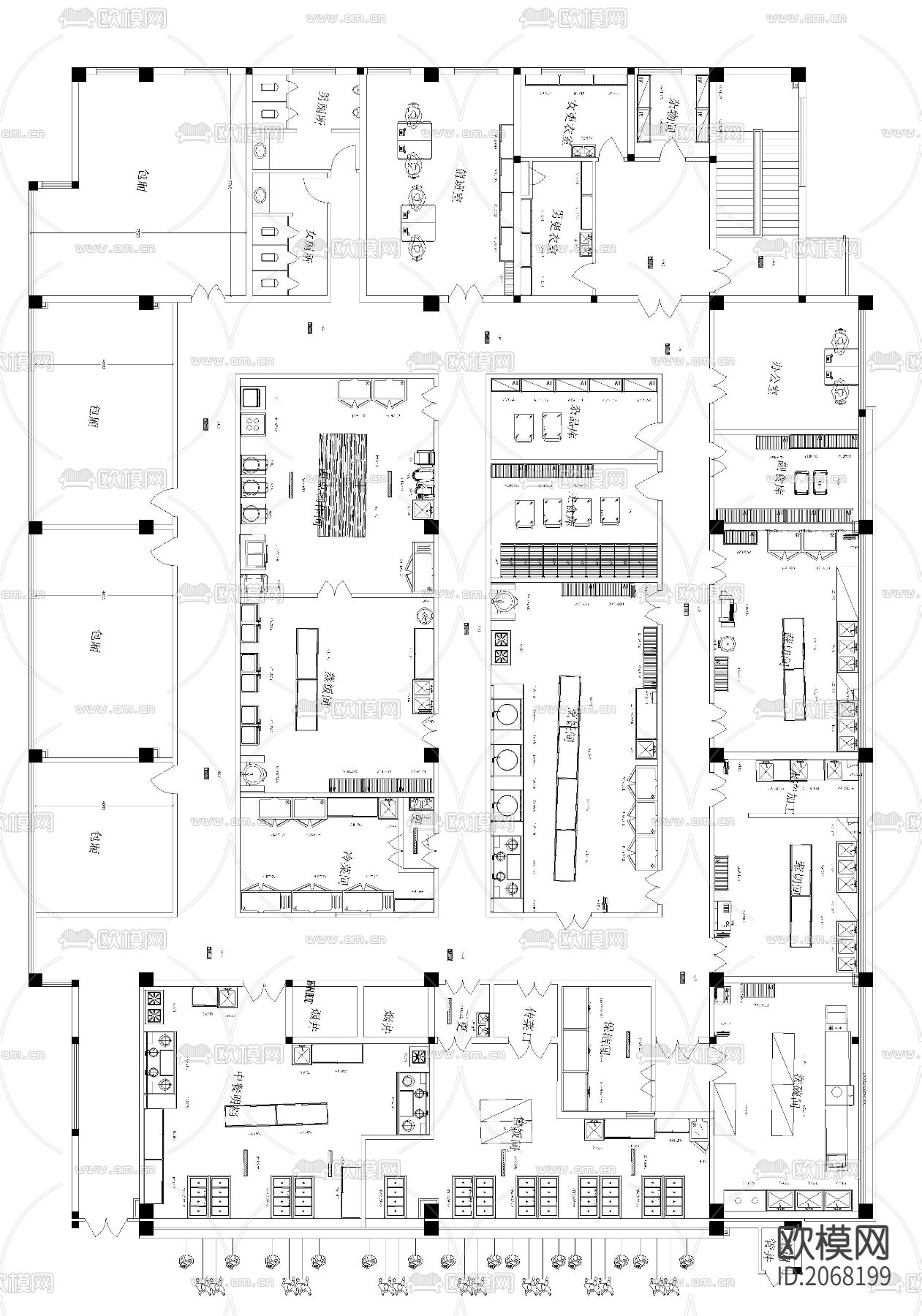 厨房设备图CAD平面图下载