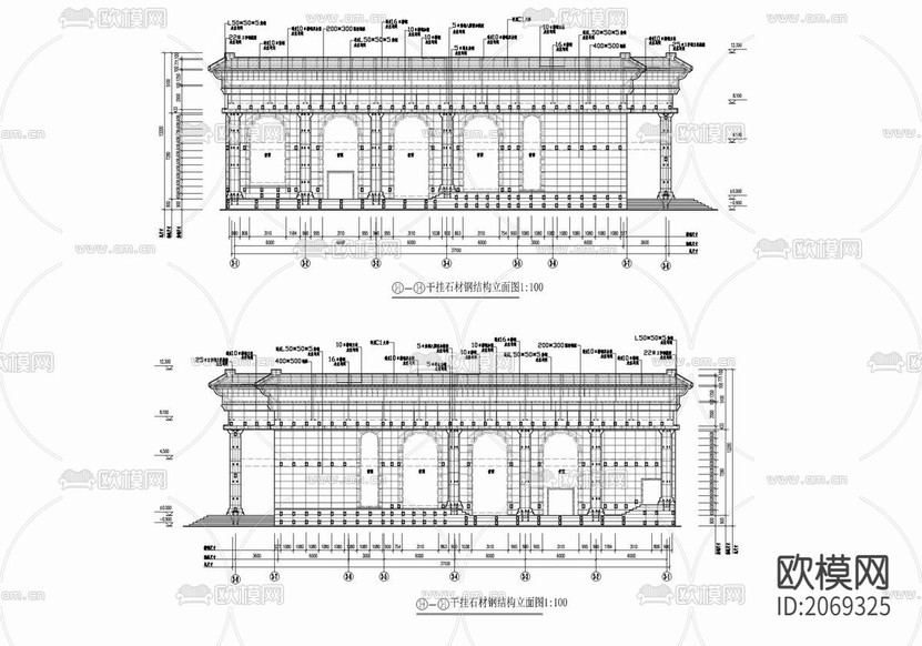 會議中心歐式建筑CAD外立面圖下載(渲染圖1)