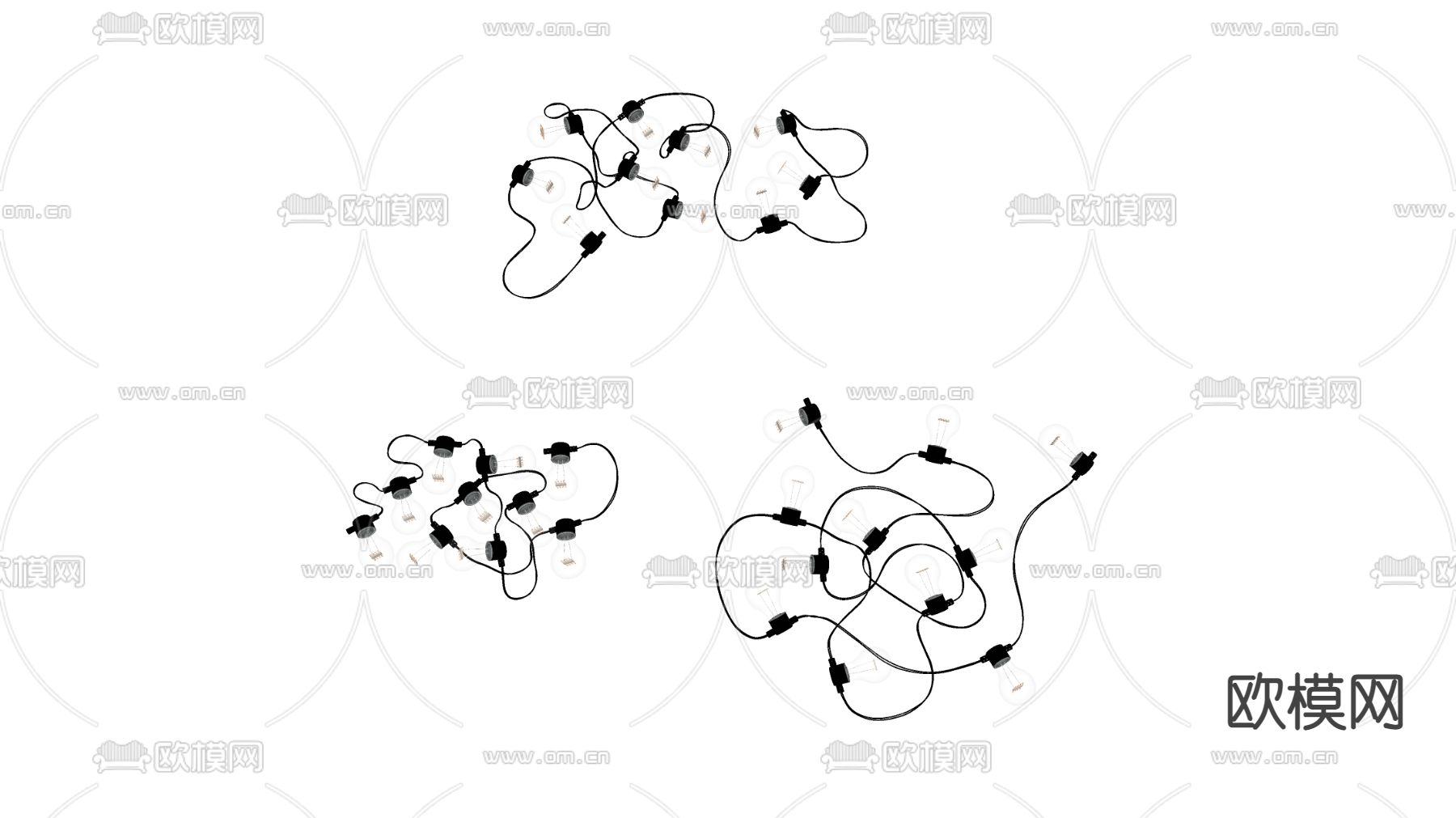 现代灯泡串灯su模型下载（渲染图2）