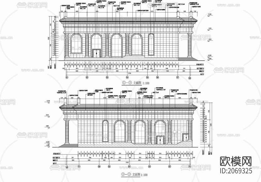 會議中心歐式建筑CAD外立面圖下載(渲染圖4)