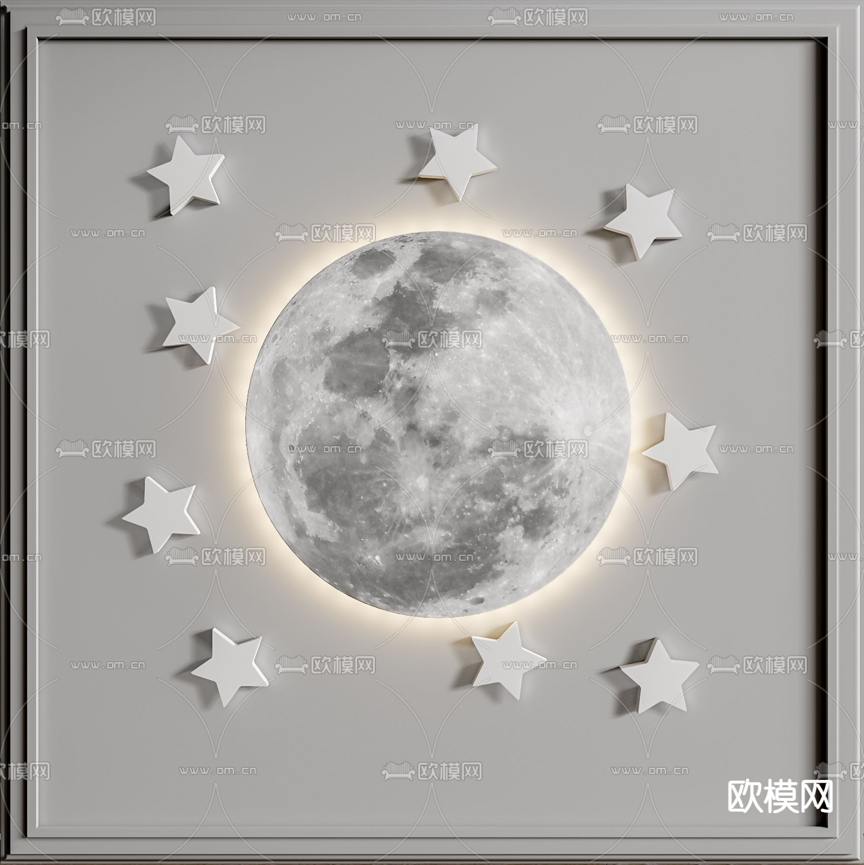 现代儿童星球壁灯su模型
