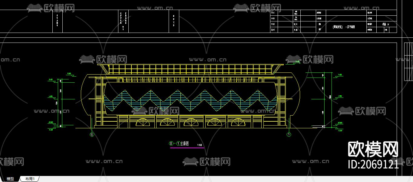 陶罐建筑CAD施工图下载（渲染图1）