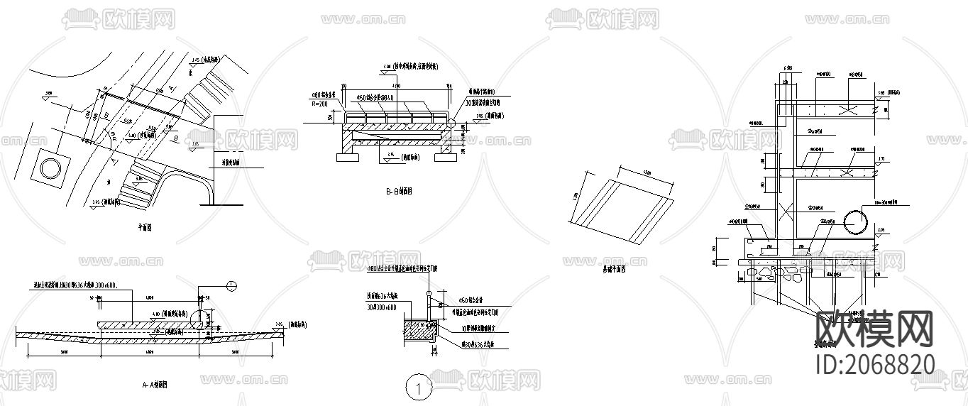 园桥方案CAD平面图下载（渲染图1）