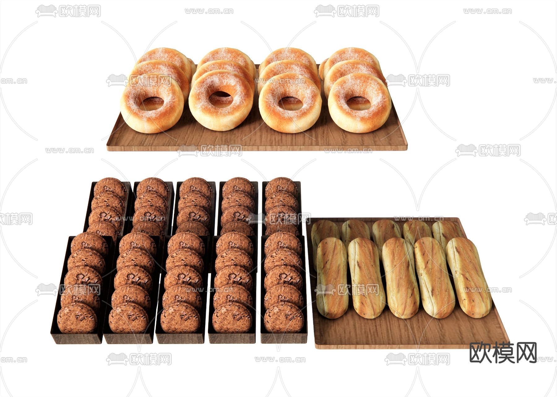 现代面包圈食物su模型下载（渲染图1）