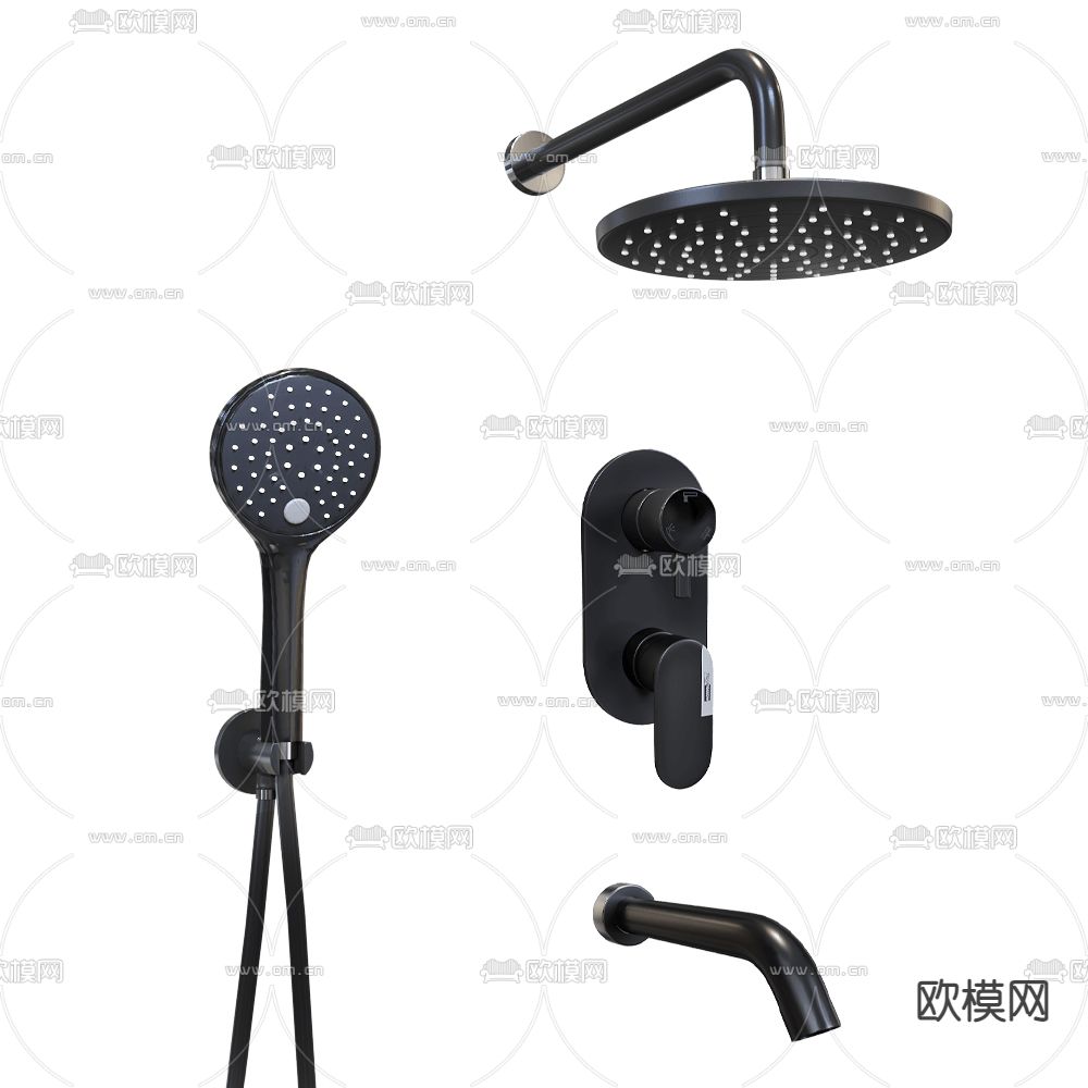现代淋浴花洒喷头3d模型下载