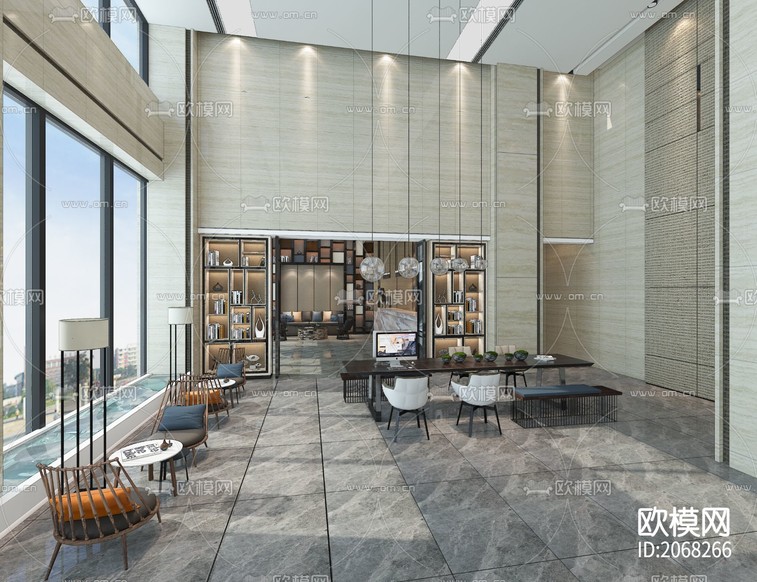 酒店公区大厅CAD施工图下载(渲染图6)