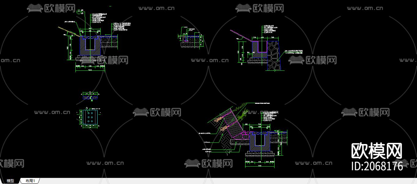 道路典型横断面CAD施工图下载（渲染图1）