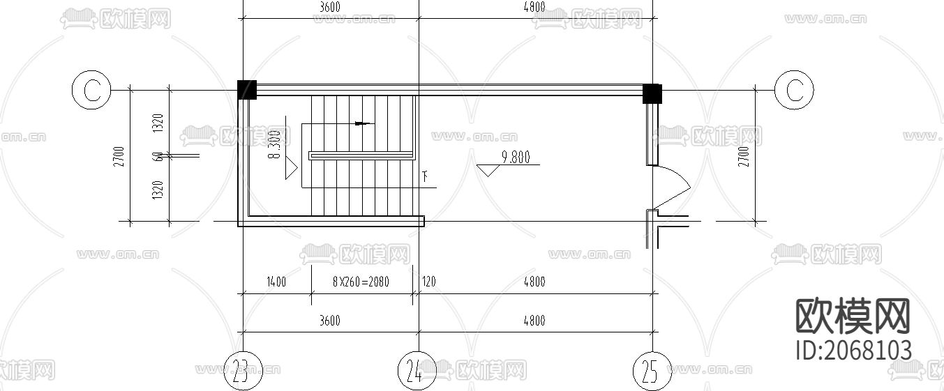 沿街商住楼CAD施工图下载（渲染图3）