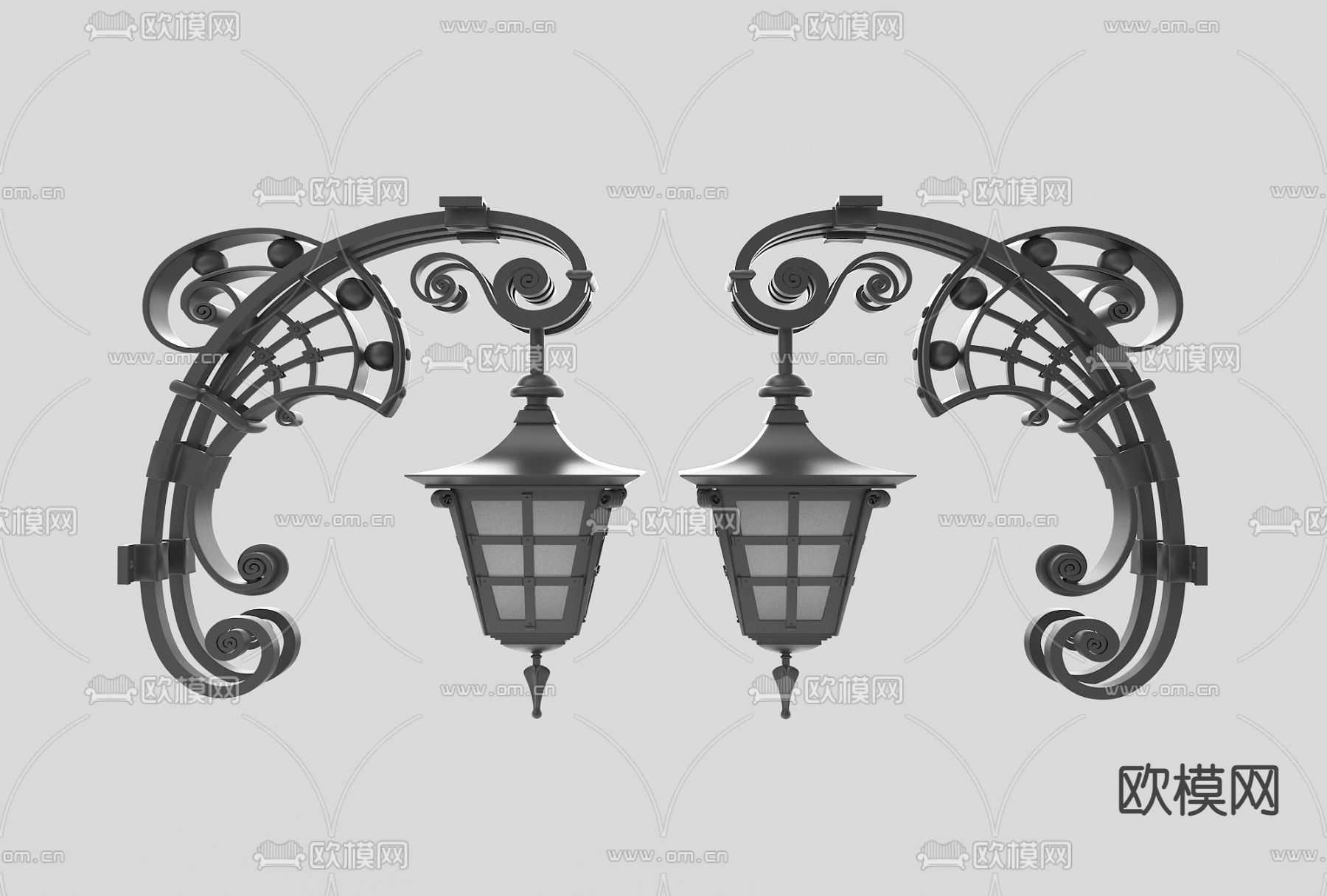 欧式铁艺壁灯3d模型下载