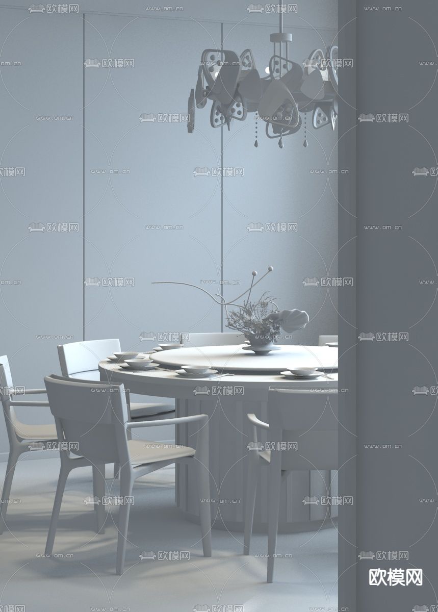 同心同盟设计 现代餐厅3d模型