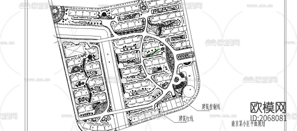 某小區(qū)平面規(guī)劃CAD圖下載(渲染圖1)