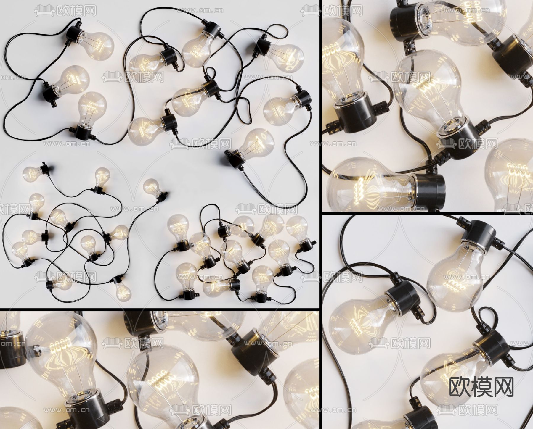 现代灯泡串灯su模型下载（渲染图1）
