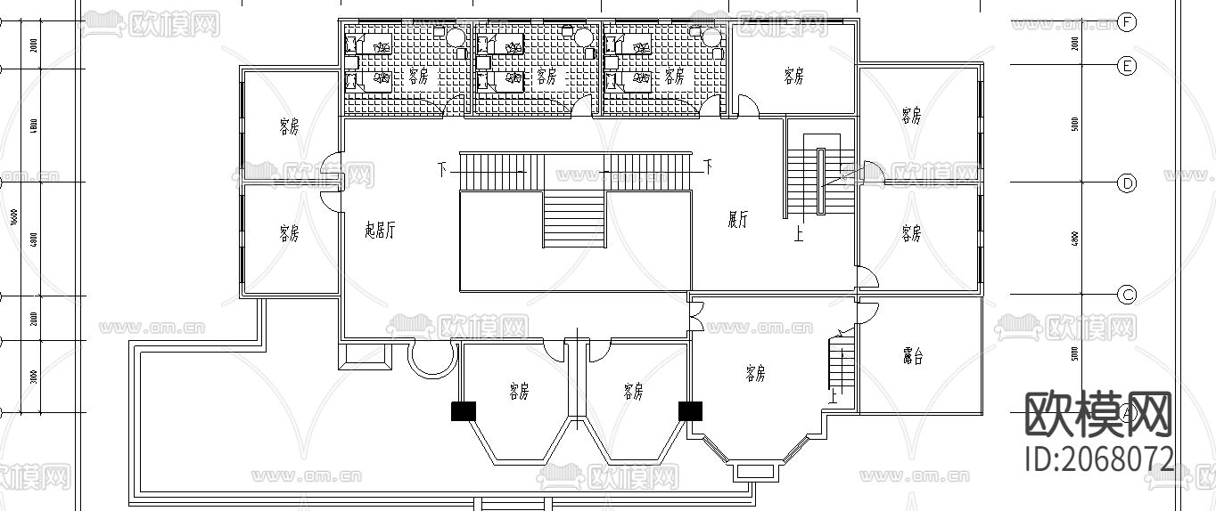 别墅商业情人堡建筑CAD图下载（渲染图3）