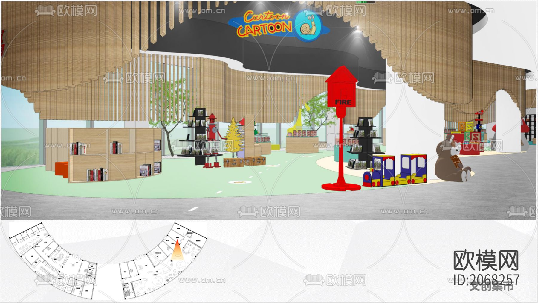 儿童乐园室内游乐场CAD施工图-免费3dmax模型库-欧模网