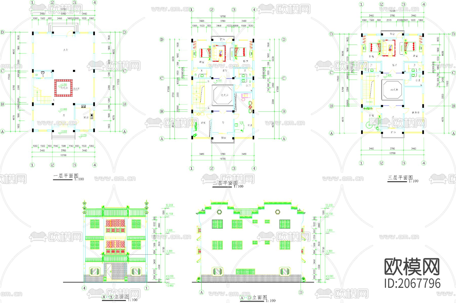 徽派民居建筑CAD图下载