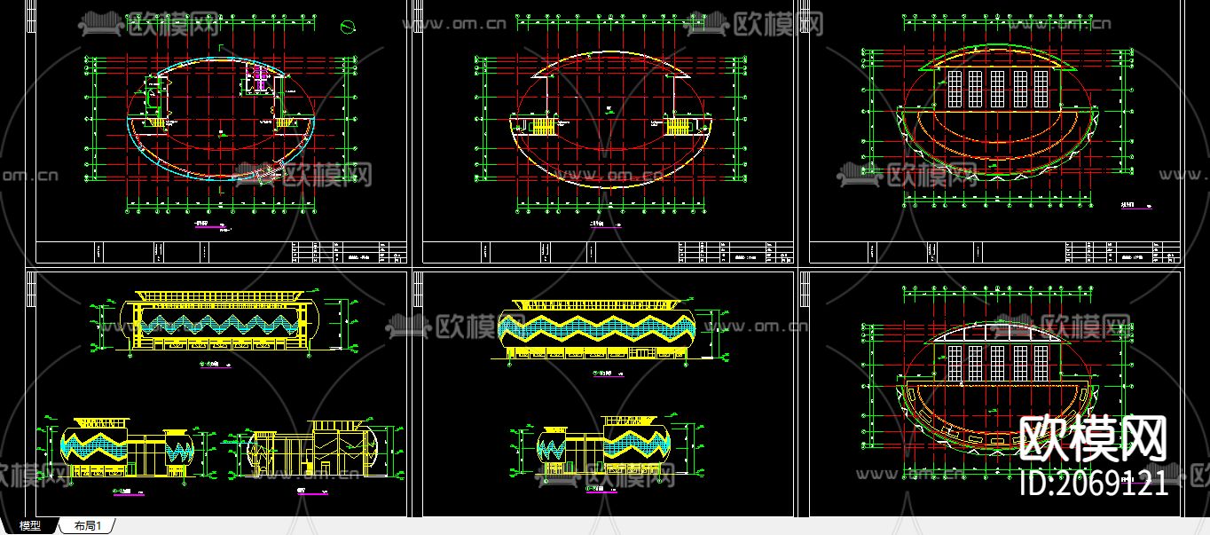 陶罐建筑CAD施工图下载（渲染图3）