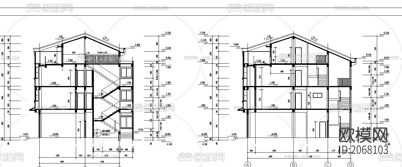 沿街商住楼CAD施工图下载（渲染图1）
