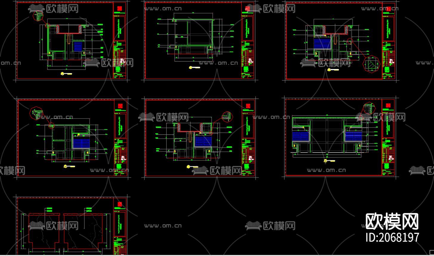 厨房岛柜施工CAD图下载（渲染图1）