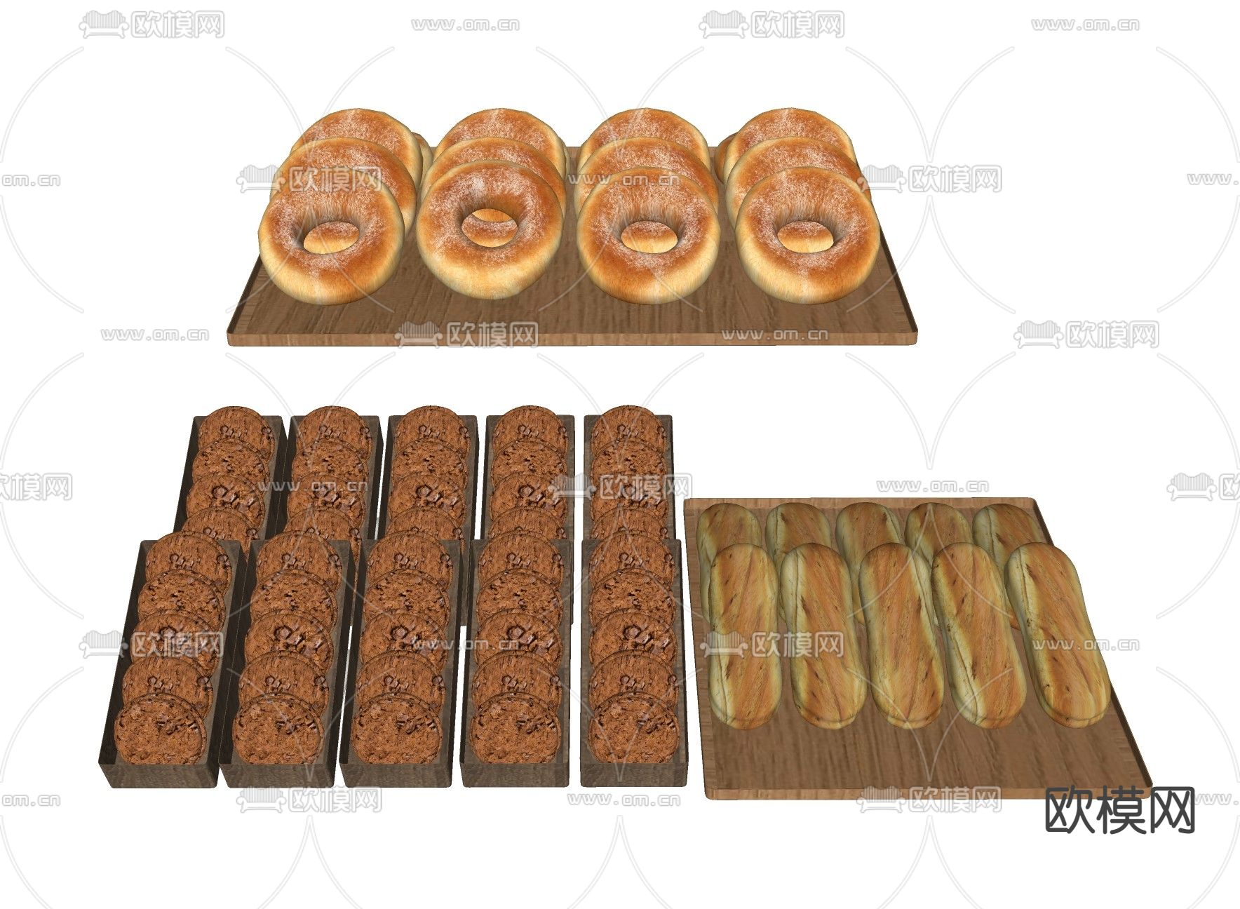 现代面包圈食物su模型下载（渲染图2）